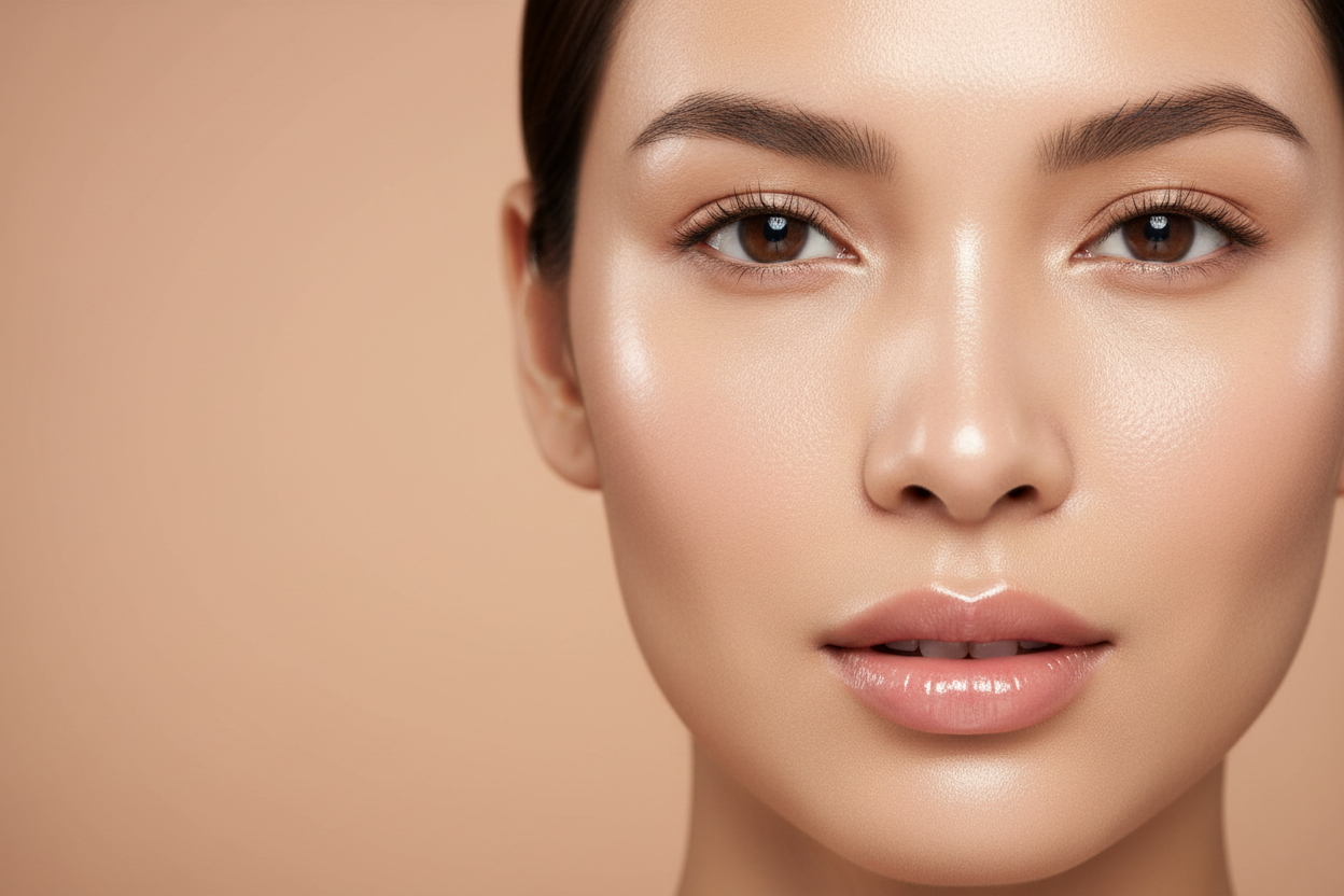 a women's face shiny 